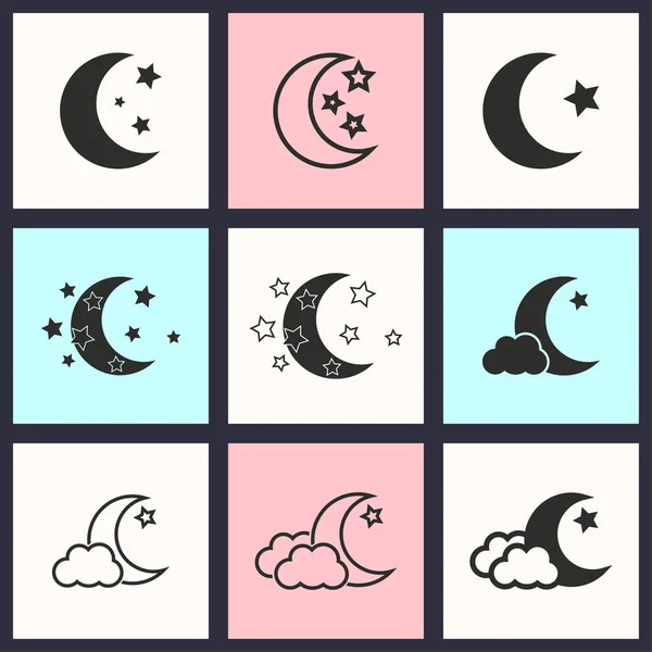 Moon star icon set. — Stock Vector