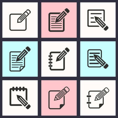 Notepad icon set. clipart