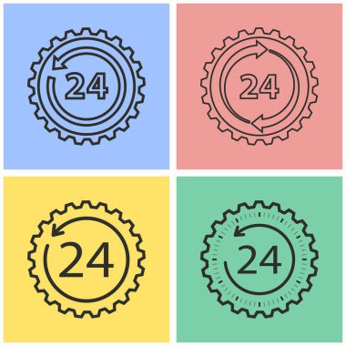 24 saat servis simge seti.