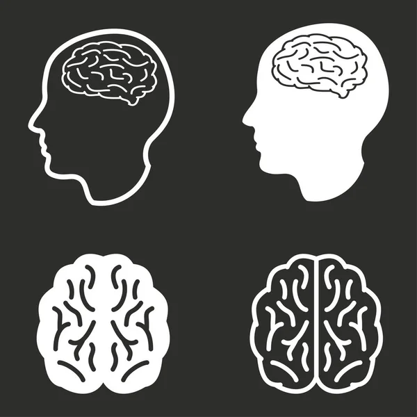 Ensemble d'icônes cérébrales . — Image vectorielle
