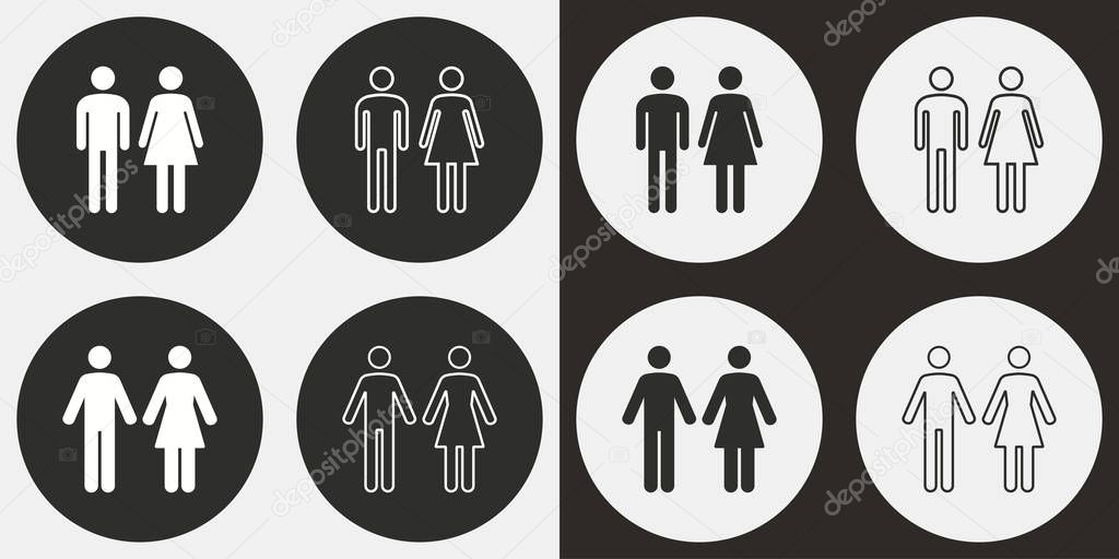 Man and Woman restroom icon set.