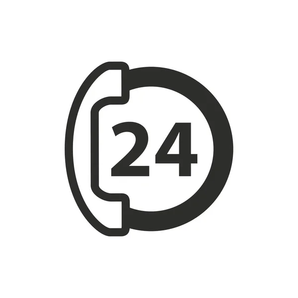 24 horas de servicio - icono de vector . — Vector de stock