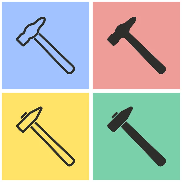 Hammer icon set. — Stock Vector