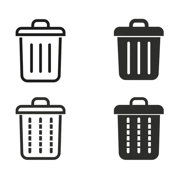 Lixo lata ícone definido . — Vetor de Stock