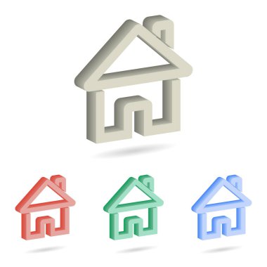 Ev 3d izometrik vektör simgeler.