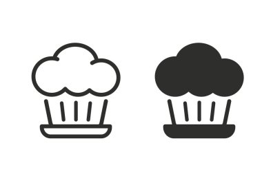 Muffin vektör simgesi. Siyah illüstrasyon izole grafik ve web tasarımı için beyaz arka plan üzerinde.