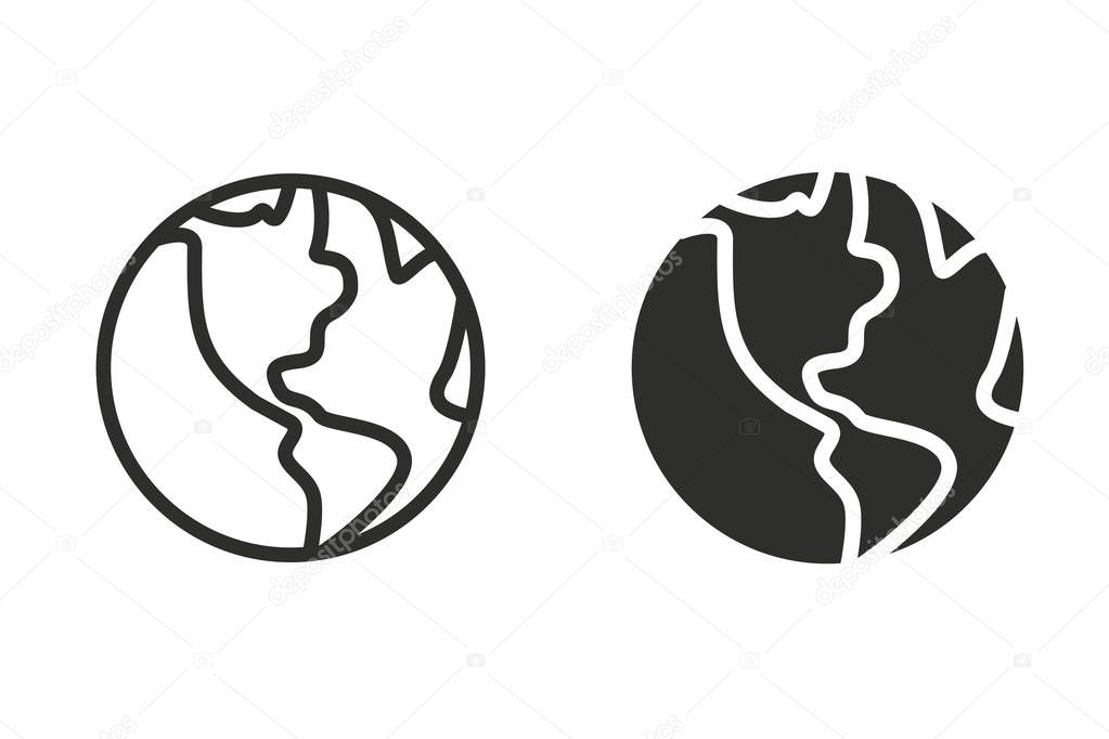 Globe vector icon. Black illustration isolated on white background for graphic and web design.