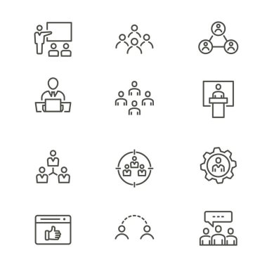 Yönetim Danışmanlığı - line vektör Icon set. Düzenlenebilir kontur.