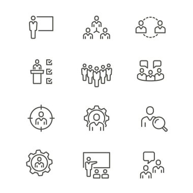 Yönetim Danışmanlığı - line vektör Icon set. Düzenlenebilir kontur.