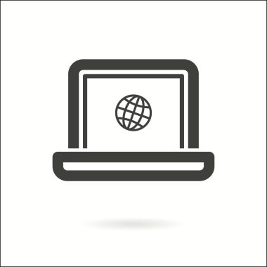 Dizüstü vektör simgesi. Siyah illüstrasyon izole için grafik ve web tasarım.