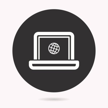 Dizüstü vektör simgesi. Beyaz illüstrasyon izole grafik ve web tasarımı için siyah arka plan üzerine.