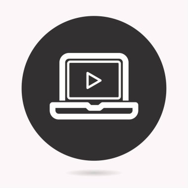 Dizüstü vektör simgesi. Beyaz illüstrasyon izole grafik ve web tasarımı için siyah arka plan üzerine.
