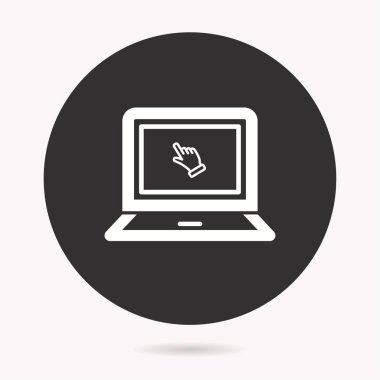 Dizüstü vektör simgesi. Beyaz illüstrasyon izole grafik ve web tasarımı için siyah arka plan üzerine.