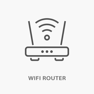 Beyaz arka plan üzerinde WiFi yönlendirici satırı simgesi.