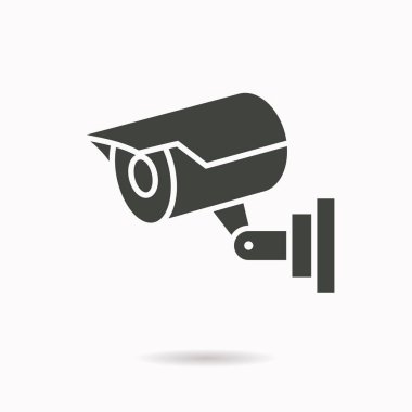 Güvenlik kamerası ikonu. Grafik ve web tasarımı için vektör illüstrasyonu.