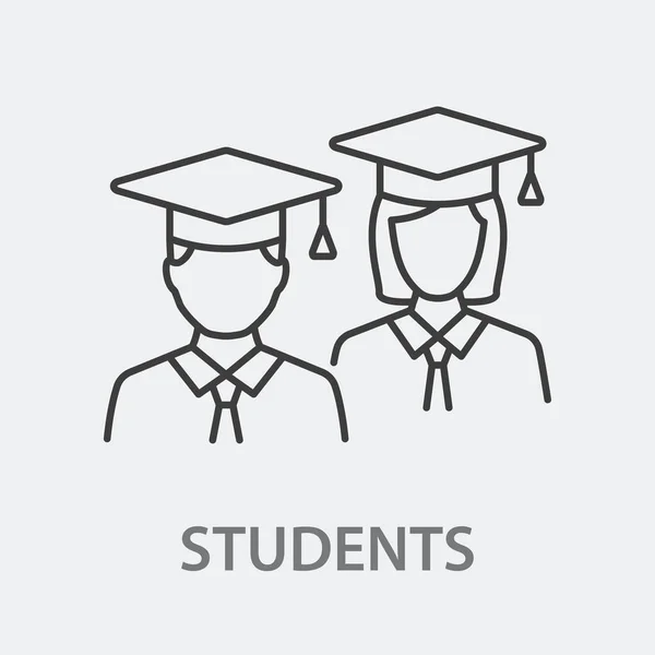 Icône de ligne des étudiants sur fond blanc . — Image vectorielle