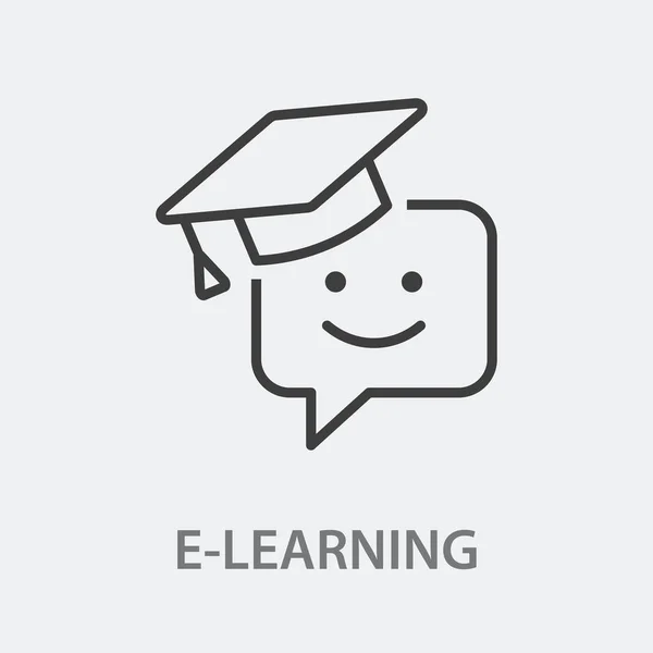 E-Learning-Zeilensymbol auf weißem Hintergrund. — Stockvektor