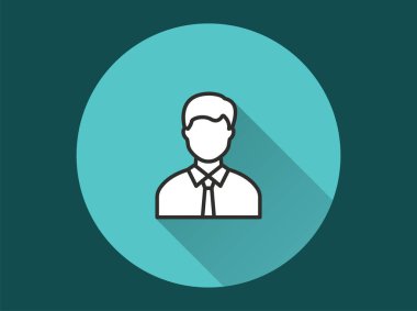 İş adamı ikonu. Grafik ve web tasarımı için izole edilmiş uzun gölgeli basit illüstrasyon.