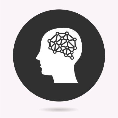 Yapay zeka simgesi. Vektör illüstrasyon izole. Grafik ve web tasarımı için basit piktogram.