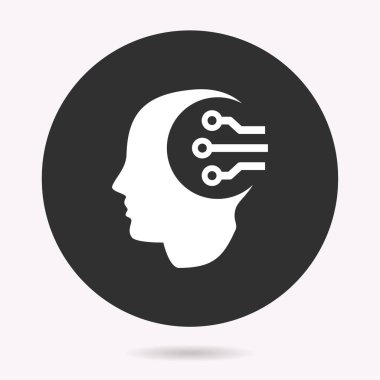 Yapay zeka simgesi. Vektör illüstrasyon izole. Grafik ve web tasarımı için basit piktogram.