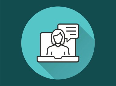 Yönetim danışmanlık ikonu. Grafik ve web tasarımı için izole edilmiş uzun gölgeli basit illüstrasyon.