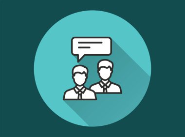 Yönetim danışmanlık ikonu. Grafik ve web tasarımı için izole edilmiş uzun gölgeli basit illüstrasyon.