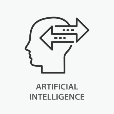 Yapay zeka çizgisi simgesi. Beyaz arkaplanda vektör illüstrasyonu.