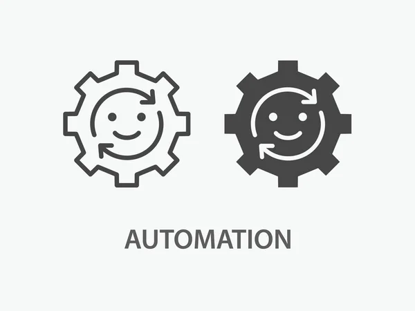 Ícone Automação Ilustração Vetorial Preta Isolada Branco —  Vetores de Stock