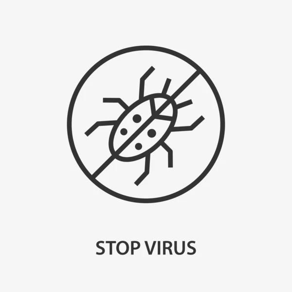 Hentikan Ikon Garis Virus Ilustrasi Vektor Pada Latar Belakang Putih - Stok Vektor