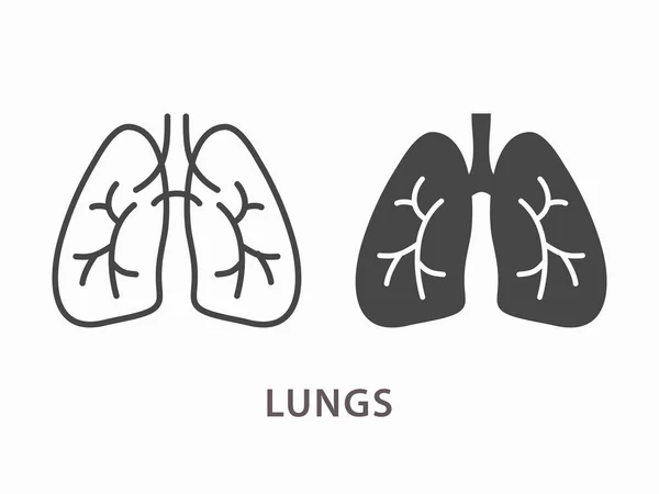Ludzka Ikona Płuc Czarny Wektor Ilustracji Izolowane Białym — Wektor stockowy