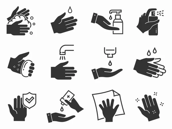 Hand Washing Icons Set Vector Illustration White Background — Stock Vector