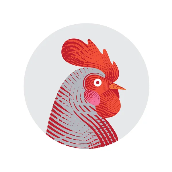 Vector illustration of rooster. Engraving style. — Stock Vector