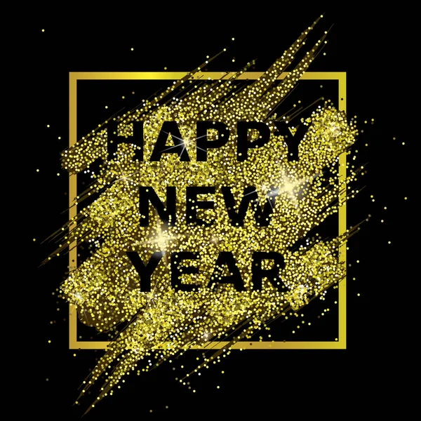 Ευτυχισμένος ο καινούριος χρόνος. Astract σύνθεση με χρυσό glitter στο πλαίσιο. — Διανυσματικό Αρχείο