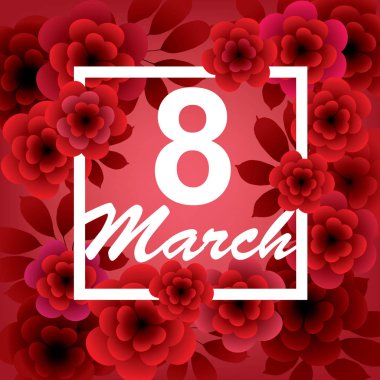 8 Mart. Mutlu kadınlar günü kartı çiçekli 