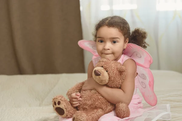 Little girl and Teddy bear, Lonely teddy bear in the home