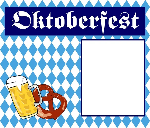 Oktoberfest-Buchstaben mit bayerischem Fahnenmuster — Stockvektor