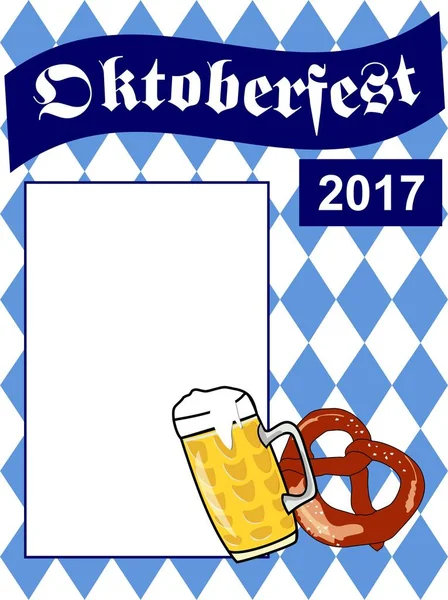 Oktoberfest letters with bavarian flag pattern — Stock Vector