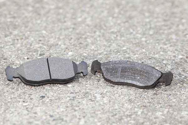 old and new Brake pads