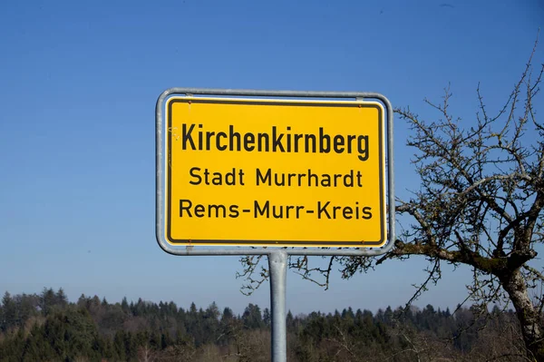 Nombre Del Lugar Signo Ciudad Alemana Kirchenkirnberg Baden Wuerttemberg Alemania —  Fotos de Stock