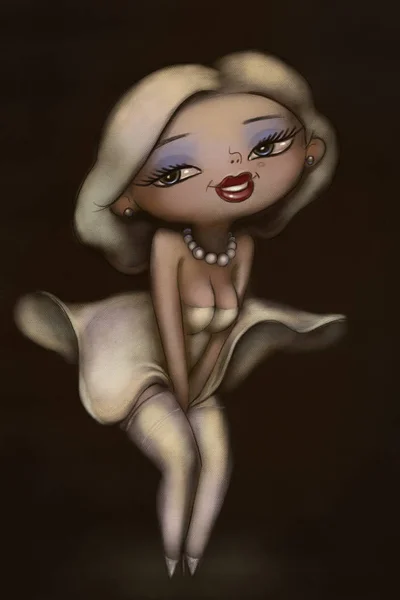 Wanita cantik berambut pirang yang terlihat seperti Marilyn Monroe Stok Lukisan  