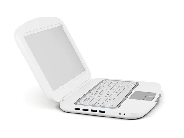 Ordinateur portable ouvert sur fond blanc. Rendu 3d — Photo