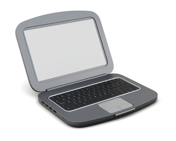 黑白色背景上的打开笔记本电脑。3d 渲染 — 图库照片