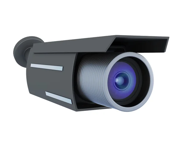 Black security camera isolated on white background. 3d rendering — Stock Photo, Image