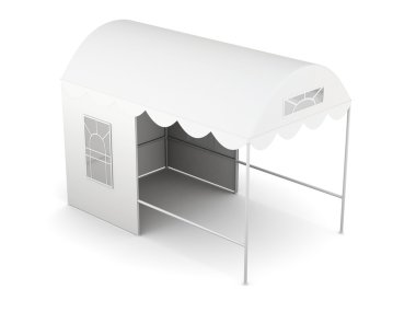 Üstten Görünüm beyaz arka plan üzerinde izole çadır katlanır. 3D render