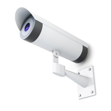 Beyaz bir arka plan üzerinde izole video izleme sistemi. 3D ren