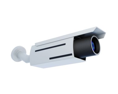 Güvenlik beyaz arka plan üzerinde izole kamera. 3D render