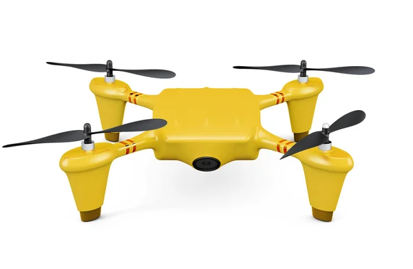 Drone amarelo isolado no fundo branco. Renderização 3d — Fotografia de Stock