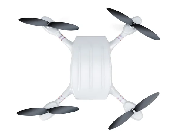 Quadcopter vista de baixo isolado em um fundo branco. 3d re — Fotografia de Stock
