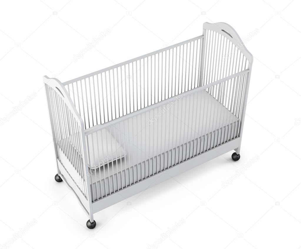 Baby säng isolatedon vit bakgrund. 3d rendering — stockfotografi ...