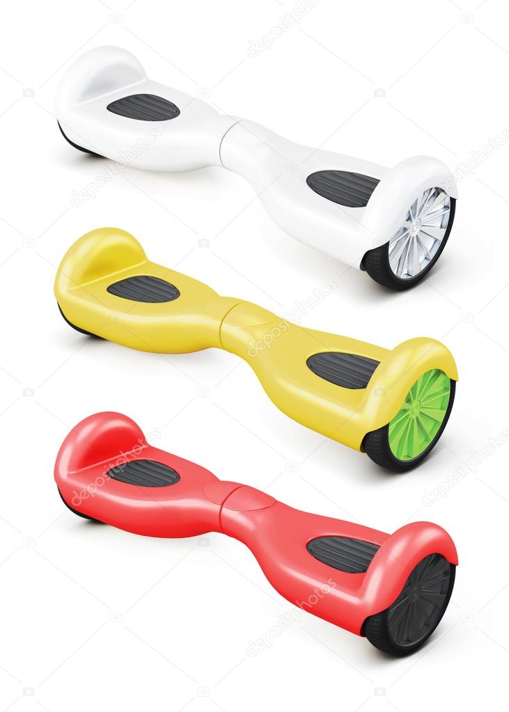 Set of urban scooter on white background. 3d rendering
